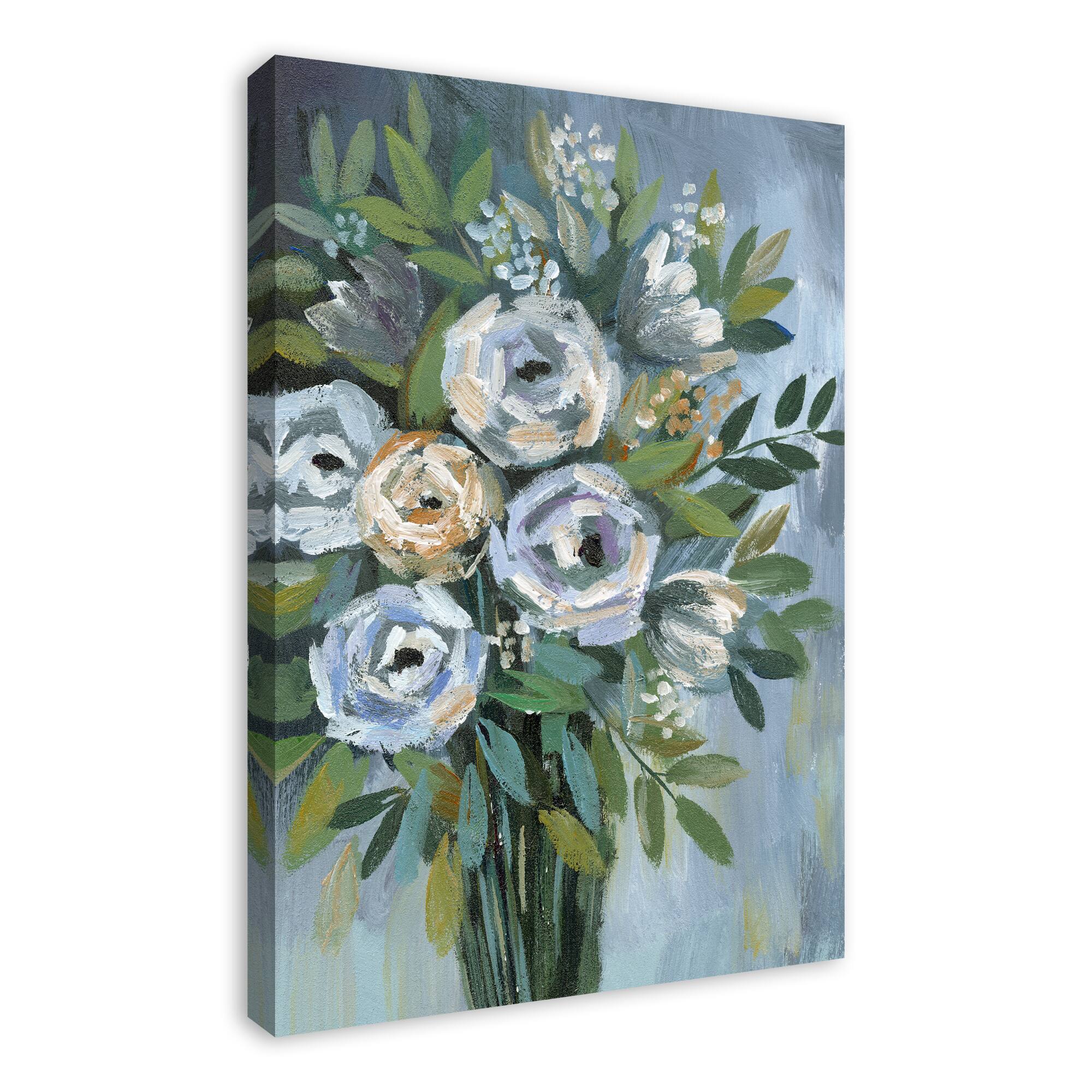 Blue Floral Bouquet Canvas Wall Art